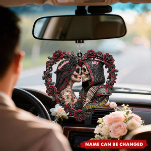 Personalized Skull Couple Acrylic Car Ornament, Gift For Couples