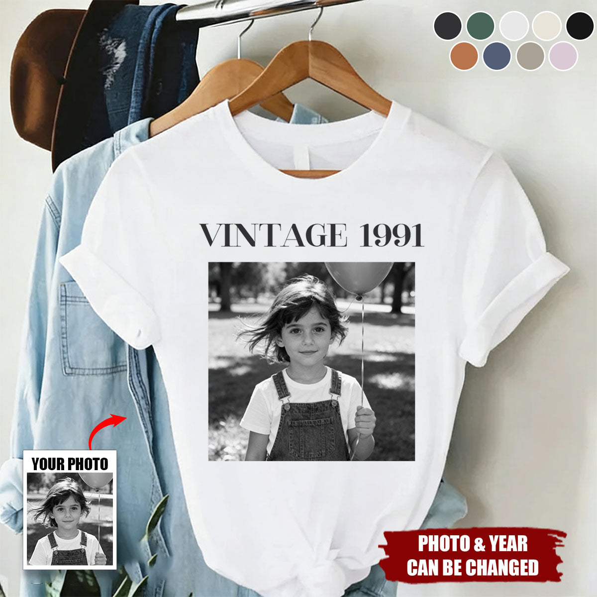 Vintage Photo And Year - Personalized Comfort Tee