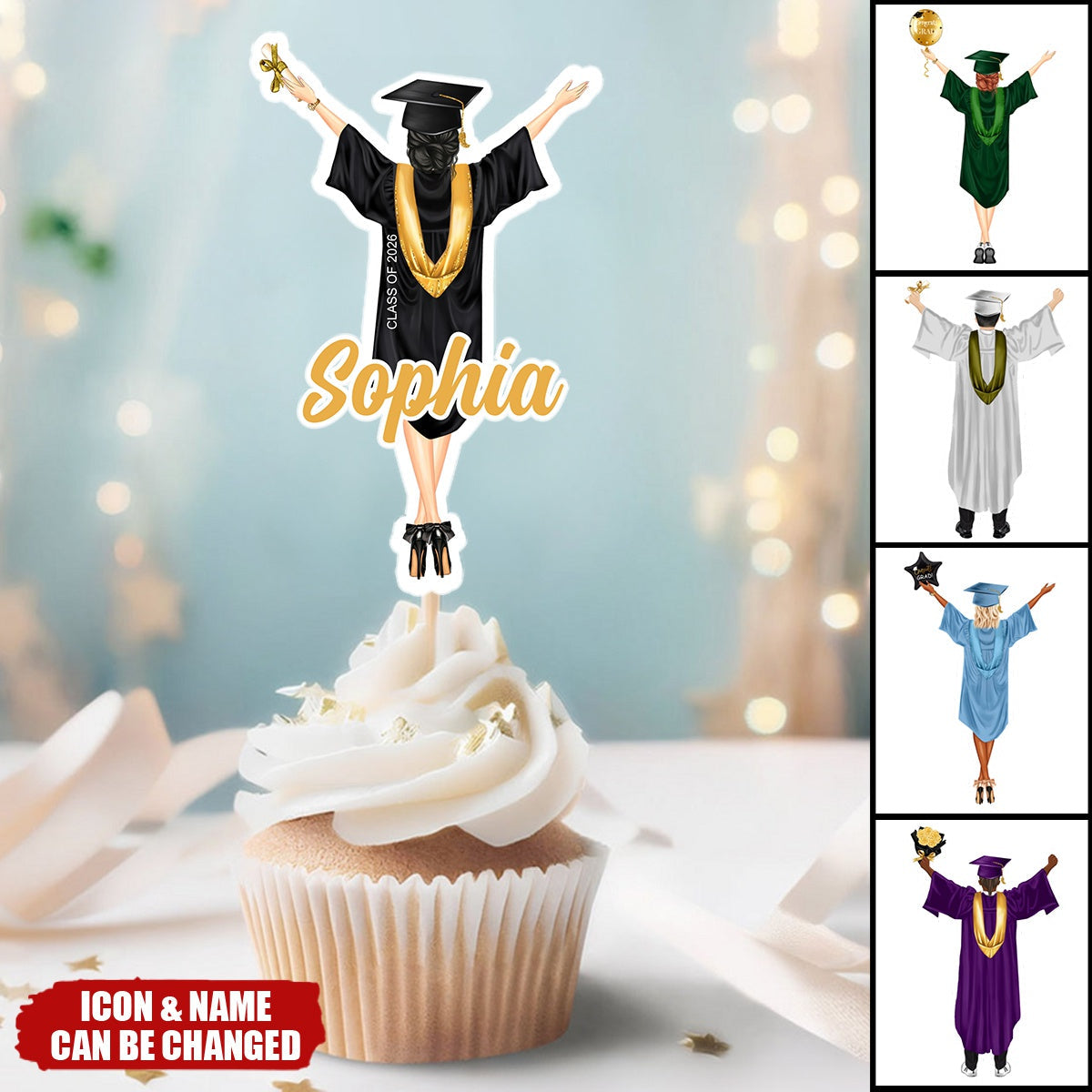 Custom Graduation - Personalized Cupcake Toppers