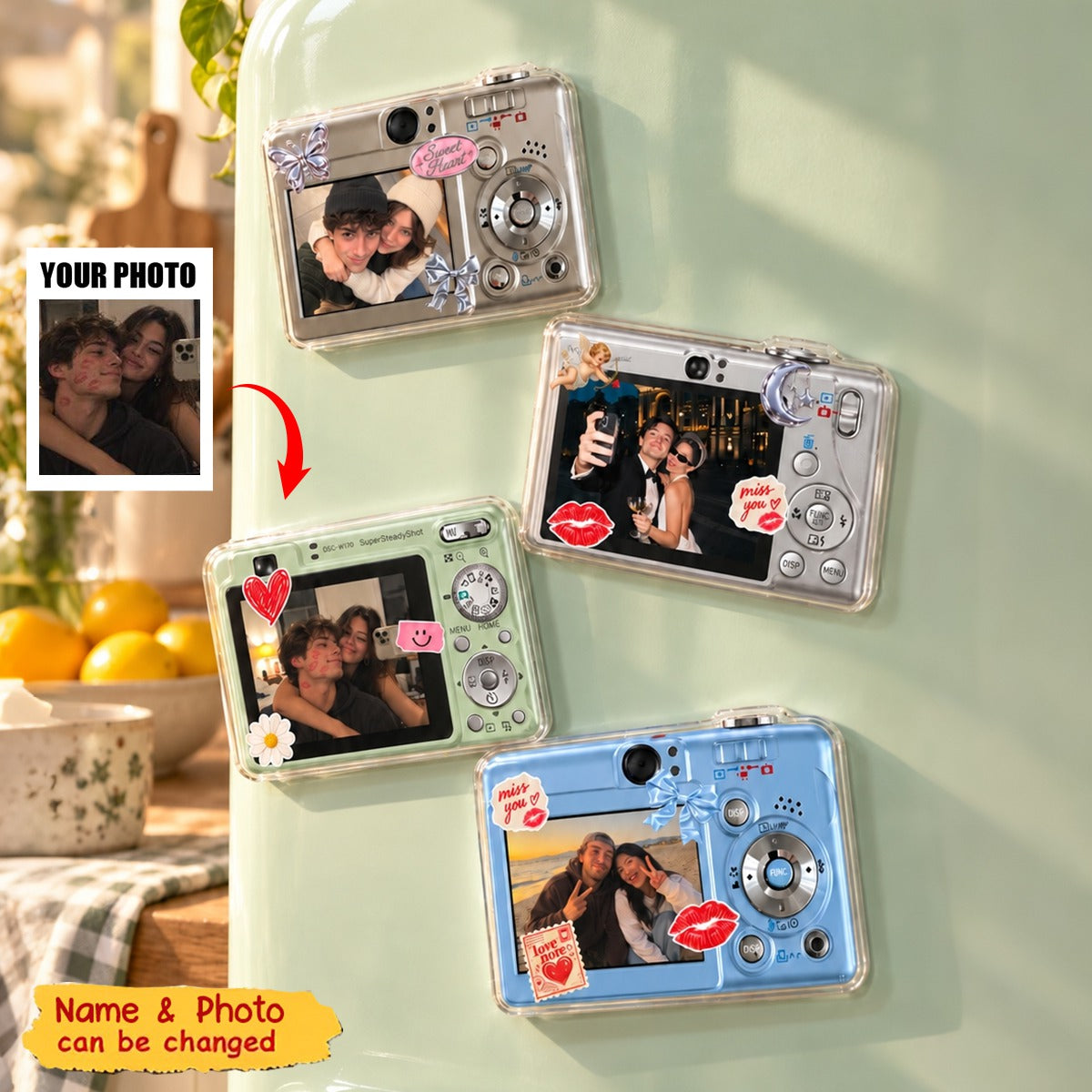 Custom Vintage Photo Fridge Magnet -  Personalized Couple Photo Magnet