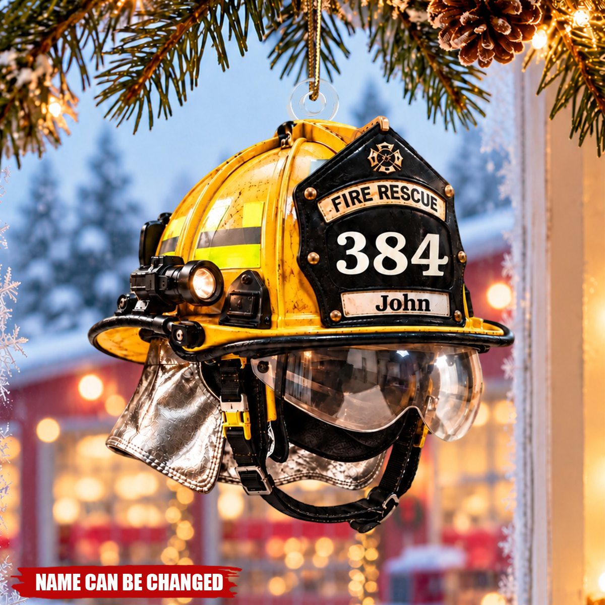 Personalized Firefighter Helmet Christmas Ornament