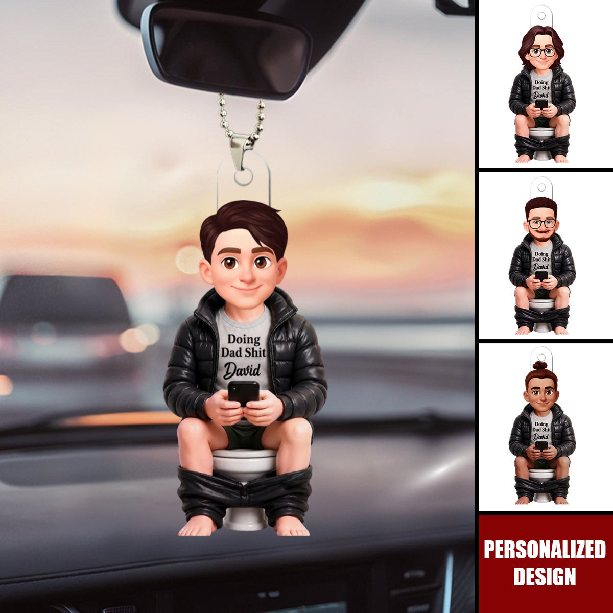 Doing Dad Sh*t Funny - Personalized Acrylic Car Ornament - Funny Father's Day Gift for Dad, Husband