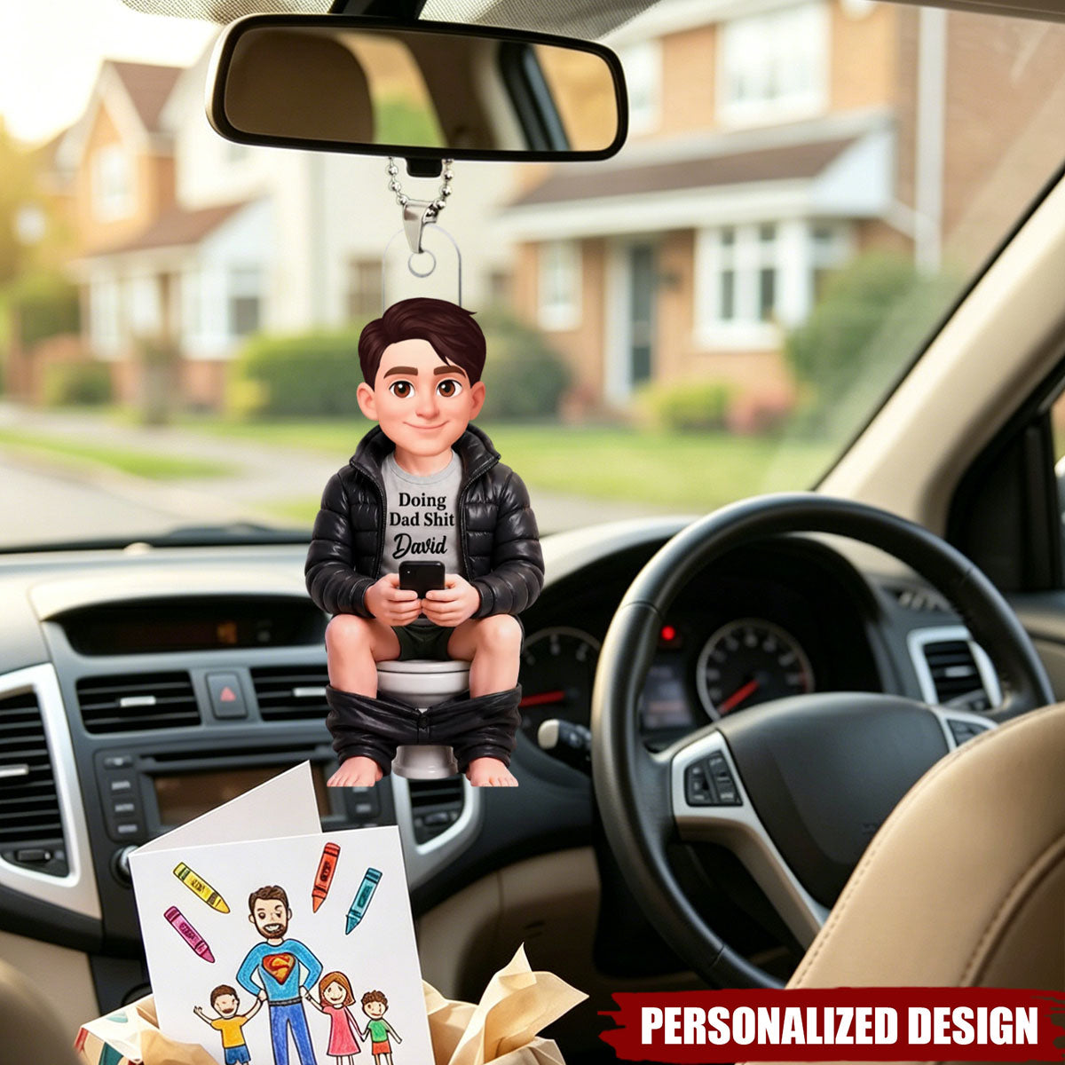 Doing Dad Sh*t Funny - Personalized Acrylic Car Ornament - Funny Father's Day Gift for Dad, Husband