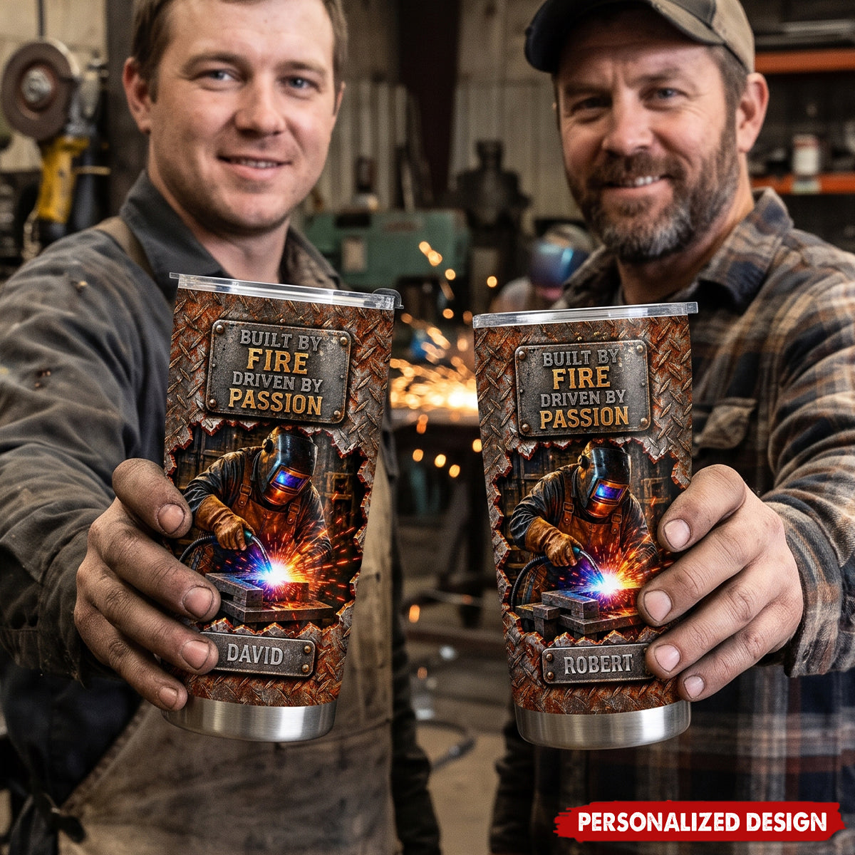 Built By Fire Driven By Passion - Personalized Welder Tumbler - Gift For Welder Man
