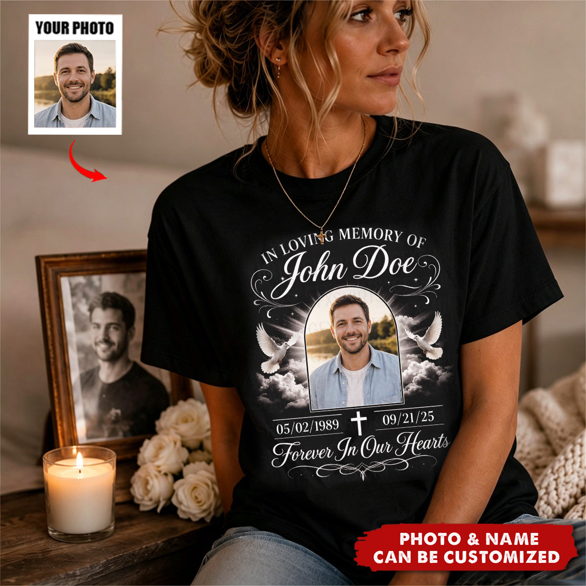 Custom Memorial Photo Shirt - Personalized In Loving Memory T-Shirt, Remembrance Gift