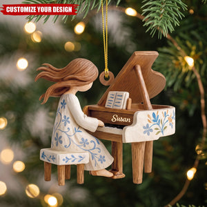 Personalized Piano Christmas Acrylic Ornament, Gift for Piano Lovers & Musicians