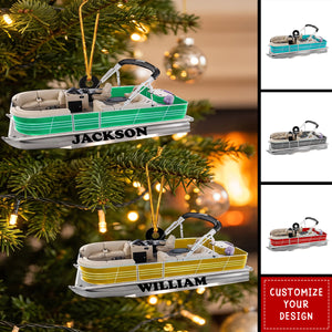 Custom Boat Acrylic Christmas Ornament, Gift For Pontoon Enthusiasts
