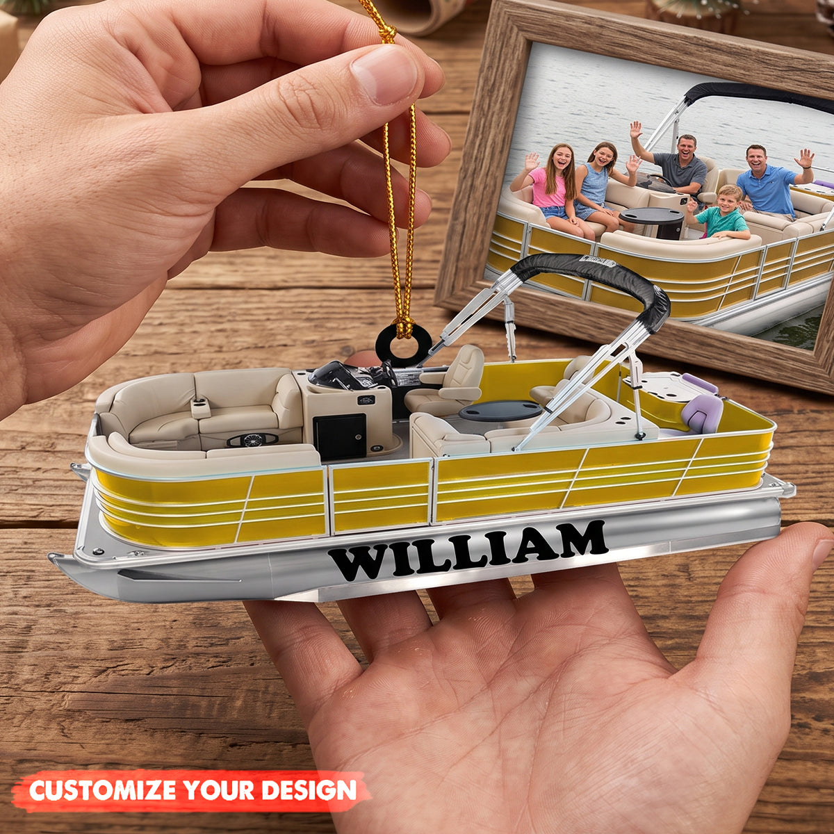 Custom Boat Acrylic Christmas Ornament, Gift For Pontoon Enthusiasts