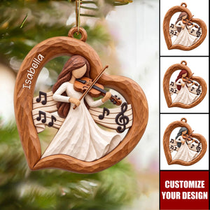 Personalized Violin Girl Christmas Ornament, Gift for Violin Players & Students