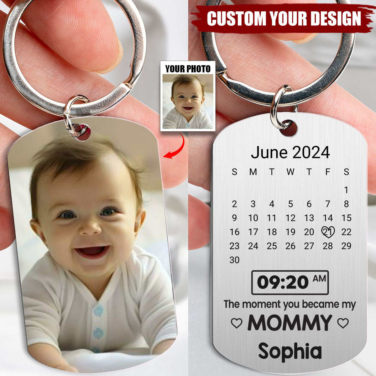 Custom Photo The Moment You Became My Mommy - Family Personalized Keychain - Mother's Day, Baby Shower Gift, Gift For First Mom